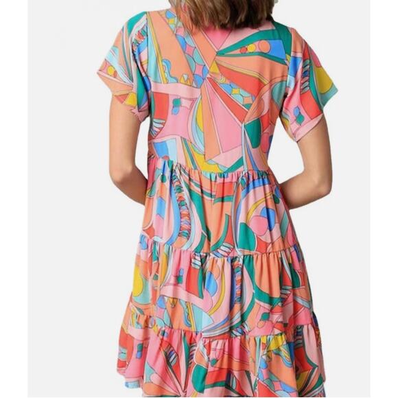 Women's Dress Summer Print Colorful Casual Pullover V-neck Dress L/XL - Picture 8 of 8